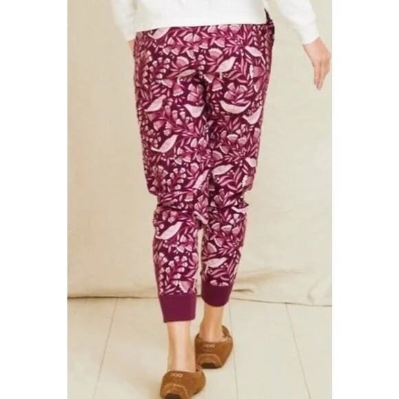 Garnet Hill Pima Organic Cotton Flannel Pink Jogger Sweatpants Small - Picture 2 of 7